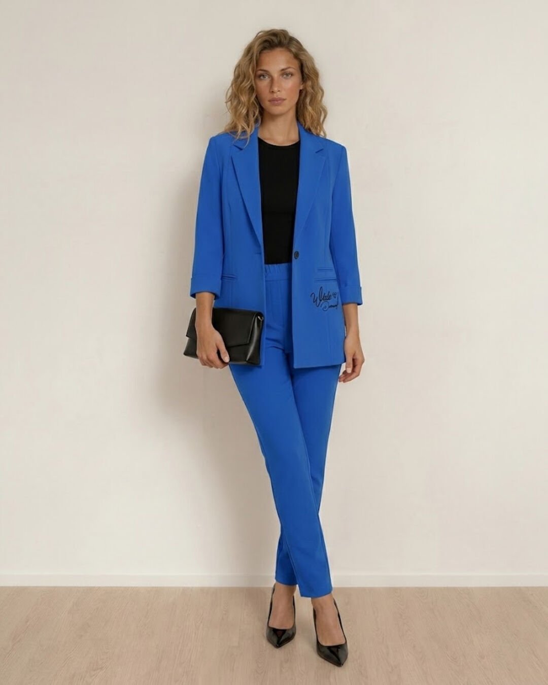 Sofia Yazlık Blazer Ceket & Pantolon Takım - SAKS MAVİ