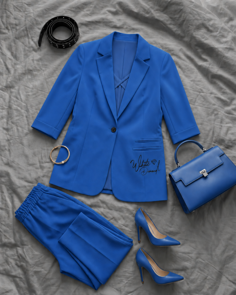 Sofia Yazlık Blazer Ceket & Pantolon Takım - SAKS MAVİ