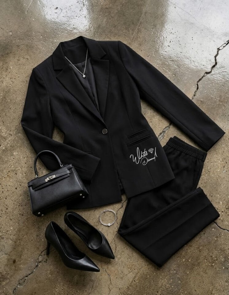 Sofia Yazlık Blazer Ceket & Pantolon Takım - SİYAH