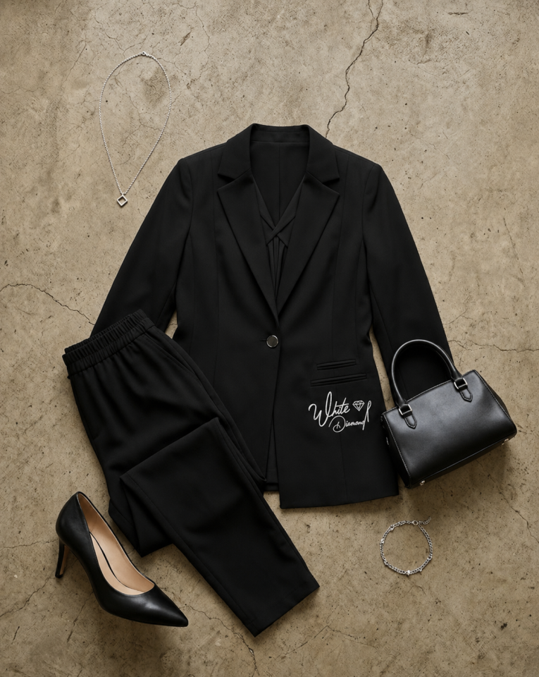 Sofia Yazlık Blazer Ceket & Pantolon Takım - SİYAH