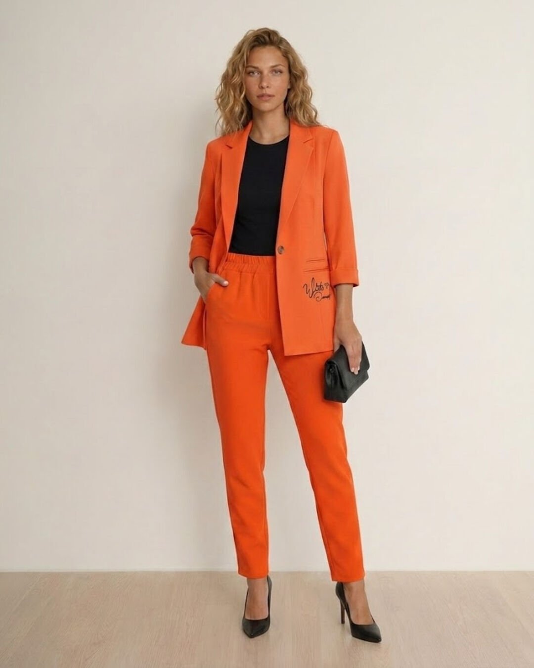 Sofia Yazlık Blazer Ceket & Pantolon Takım - TURUNCU