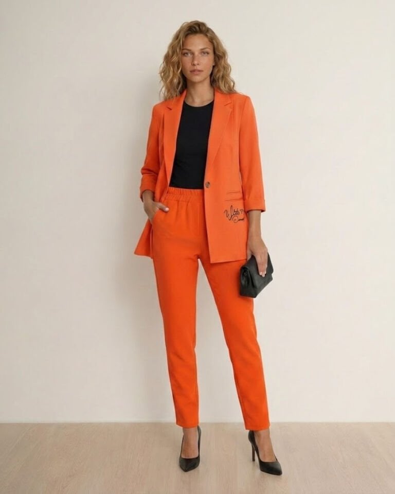 Sofia Yazlık Blazer Ceket & Pantolon Takım - TURUNCU