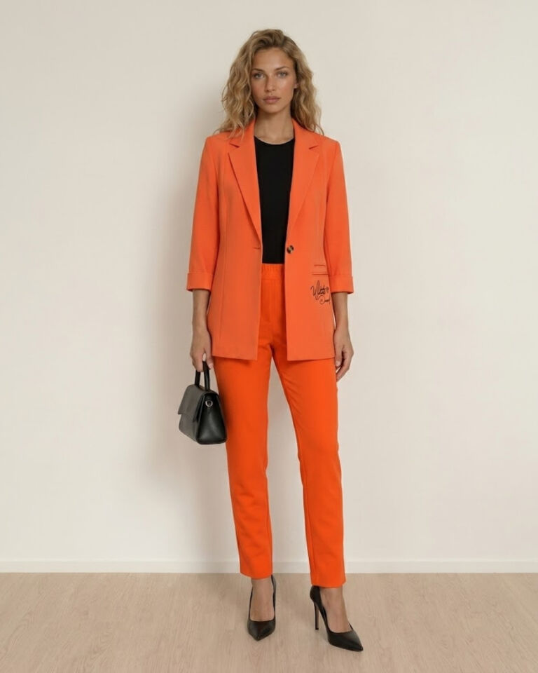 Sofia Yazlık Blazer Ceket & Pantolon Takım - TURUNCU
