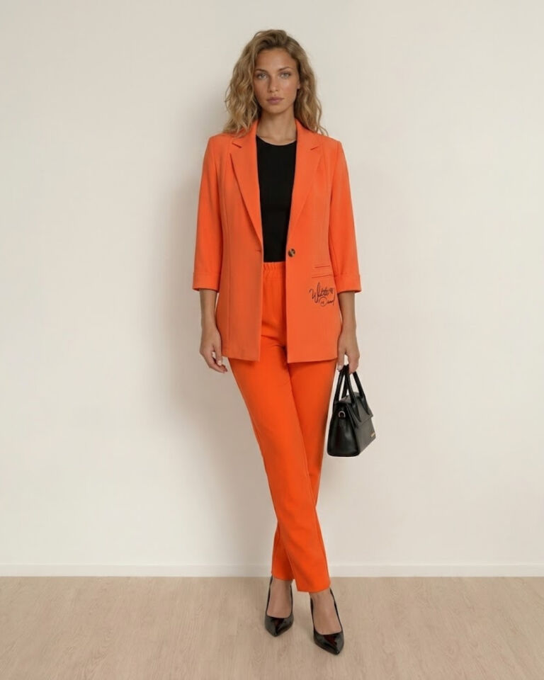 Sofia Yazlık Blazer Ceket & Pantolon Takım - TURUNCU