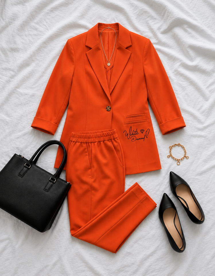Sofia Yazlık Blazer Ceket & Pantolon Takım - TURUNCU