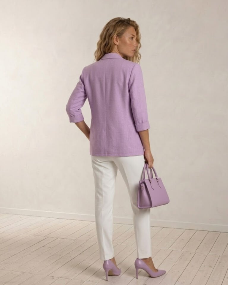 Lux Keten Ceket - LİLA