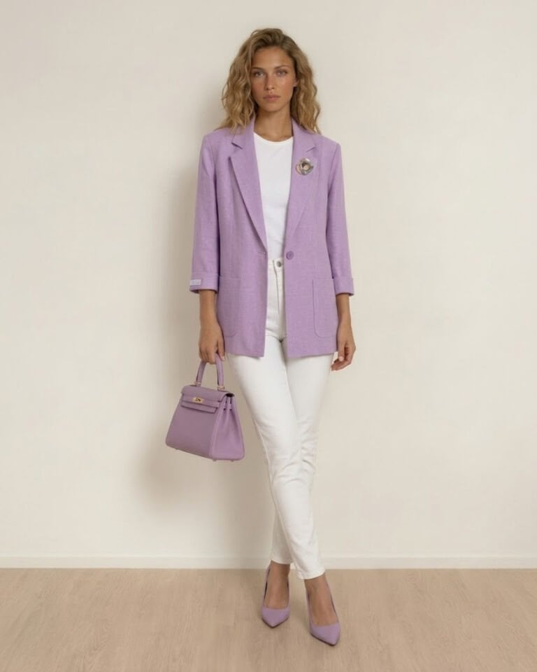 Lux Keten Ceket - LİLA