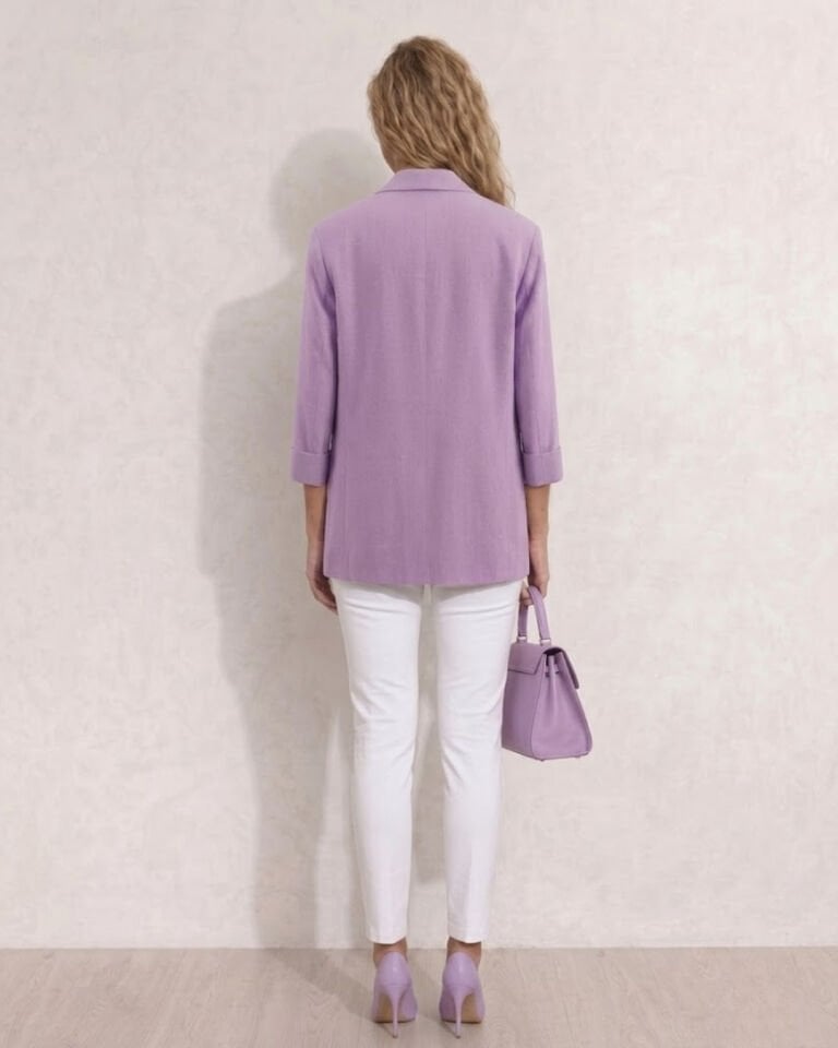 Lux Keten Ceket - LİLA