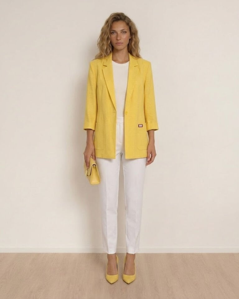 Lux Keten Ceket - SARI