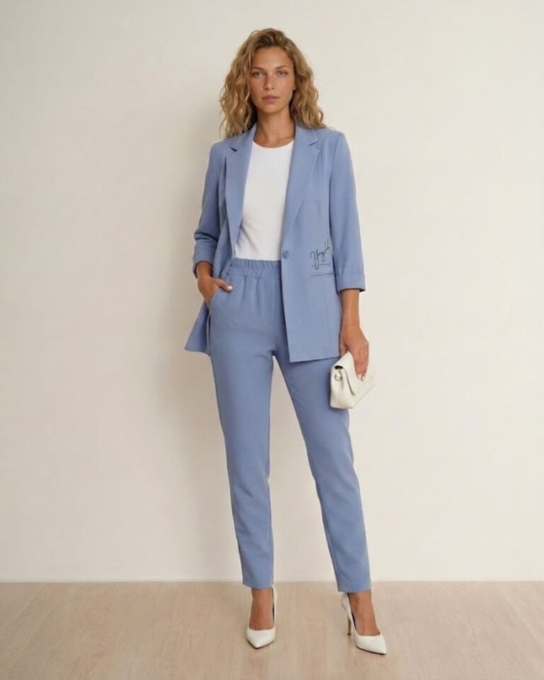 Alice Yazlık Blazer Ceket & Pantolon Takım - BUZ MAVİ