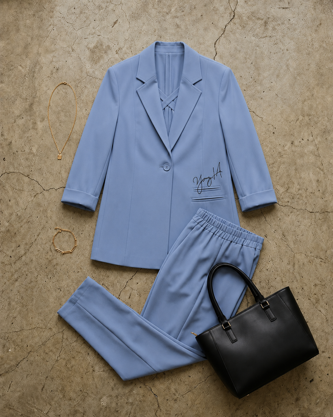 Alice Yazlık Blazer Ceket & Pantolon Takım - BUZ MAVİ