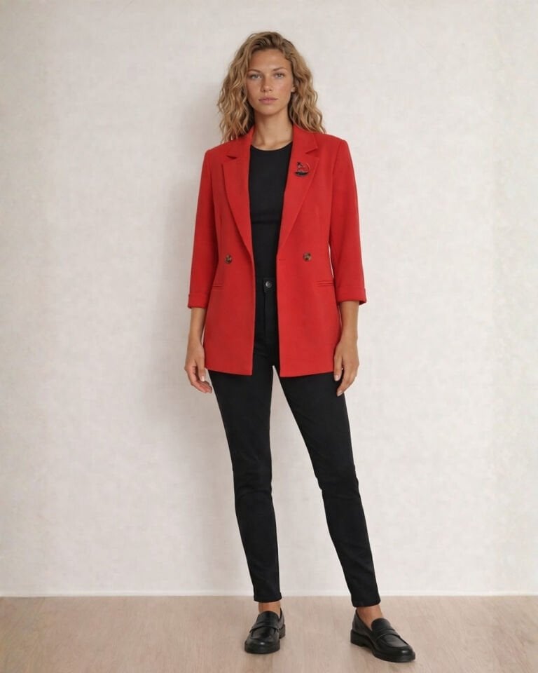 Gia Yazlık Blazer Ceket - KIRMIZI