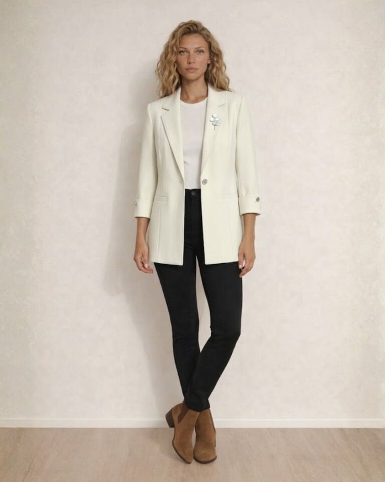 Sara Yazlık Blazer Ceket - BEYAZ