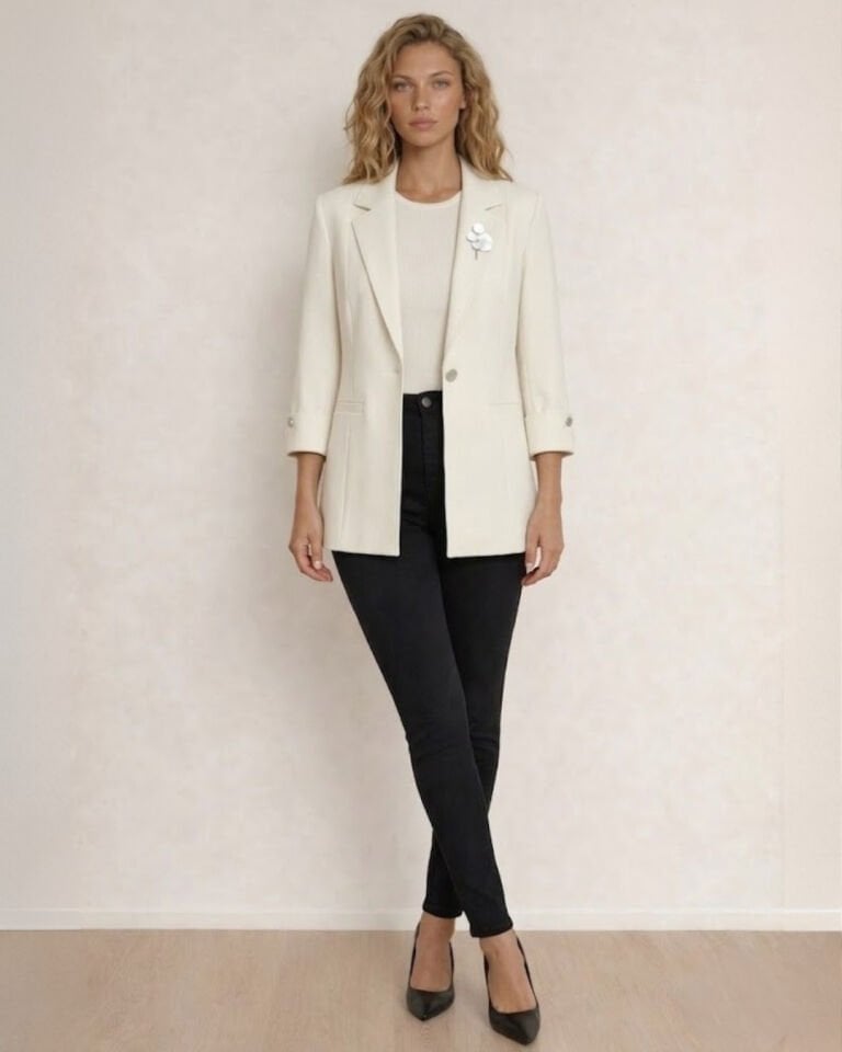 Sara Yazlık Blazer Ceket - BEYAZ