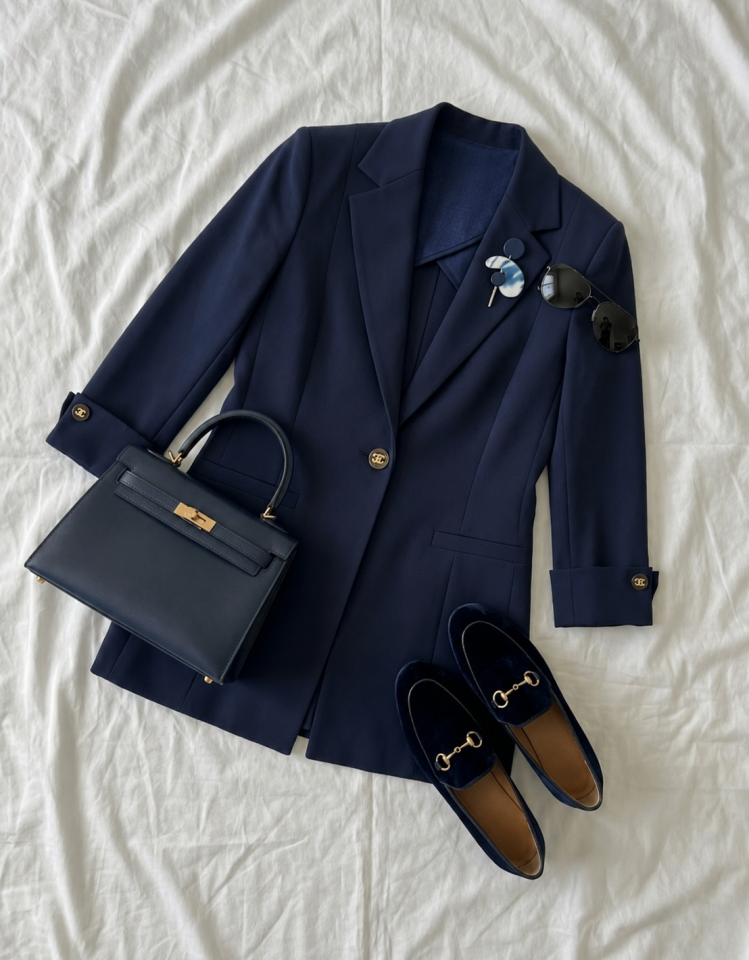 Sara Yazlık Blazer Ceket - LACİVERT