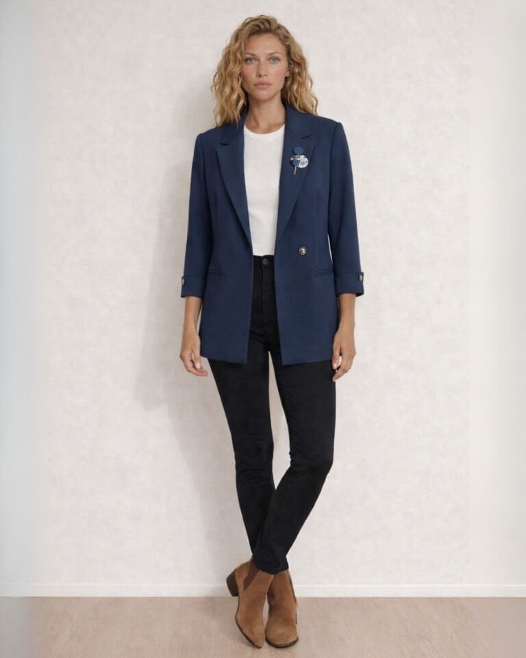 Sara Yazlık Blazer Ceket - LACİVERT