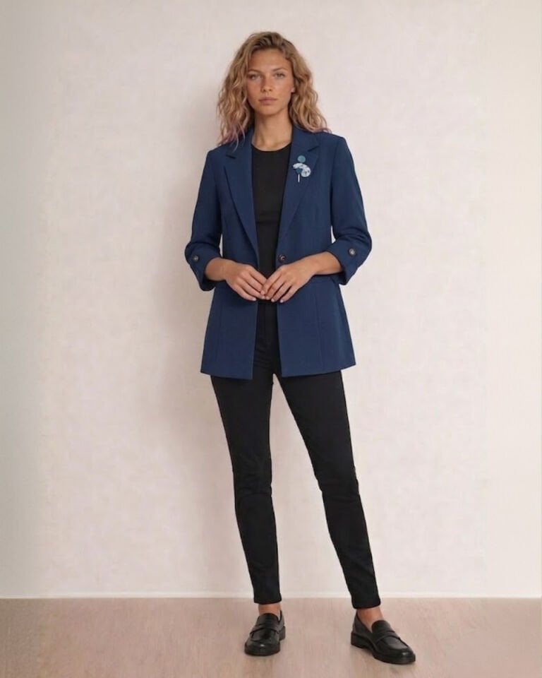 Sara Yazlık Blazer Ceket - LACİVERT