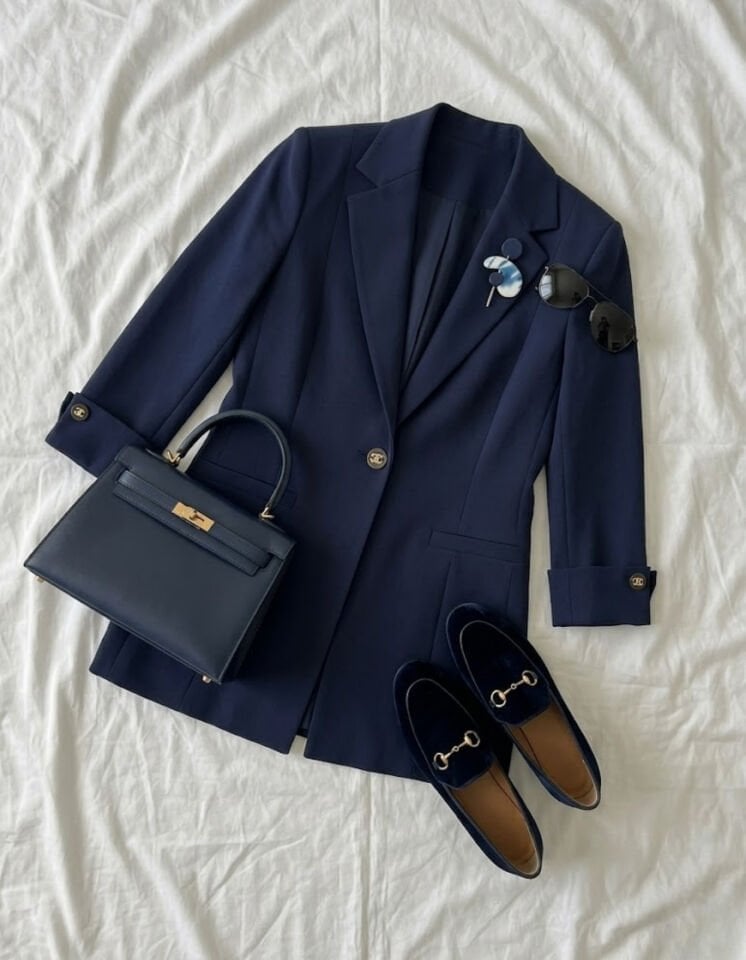 Sara Yazlık Blazer Ceket - LACİVERT