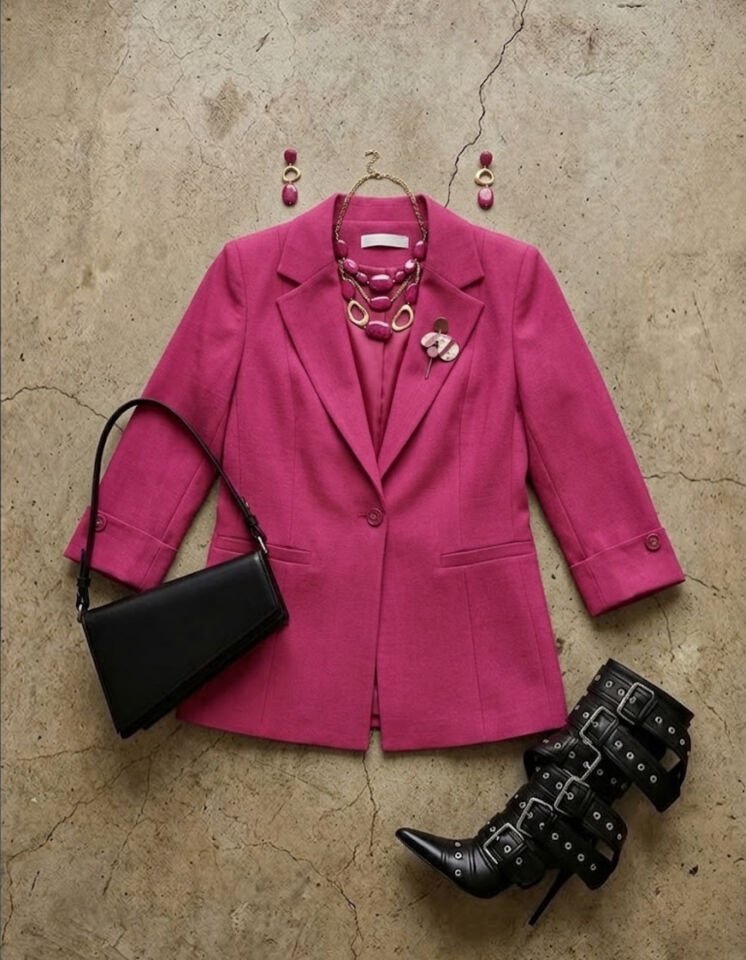 Sara Yazlık Blazer Ceket - PEMBE