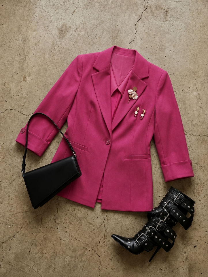 Sara Yazlık Blazer Ceket - PEMBE