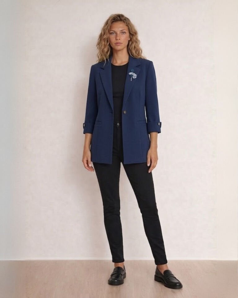 Sara Yazlık Blazer Ceket - SAKS MAVİ