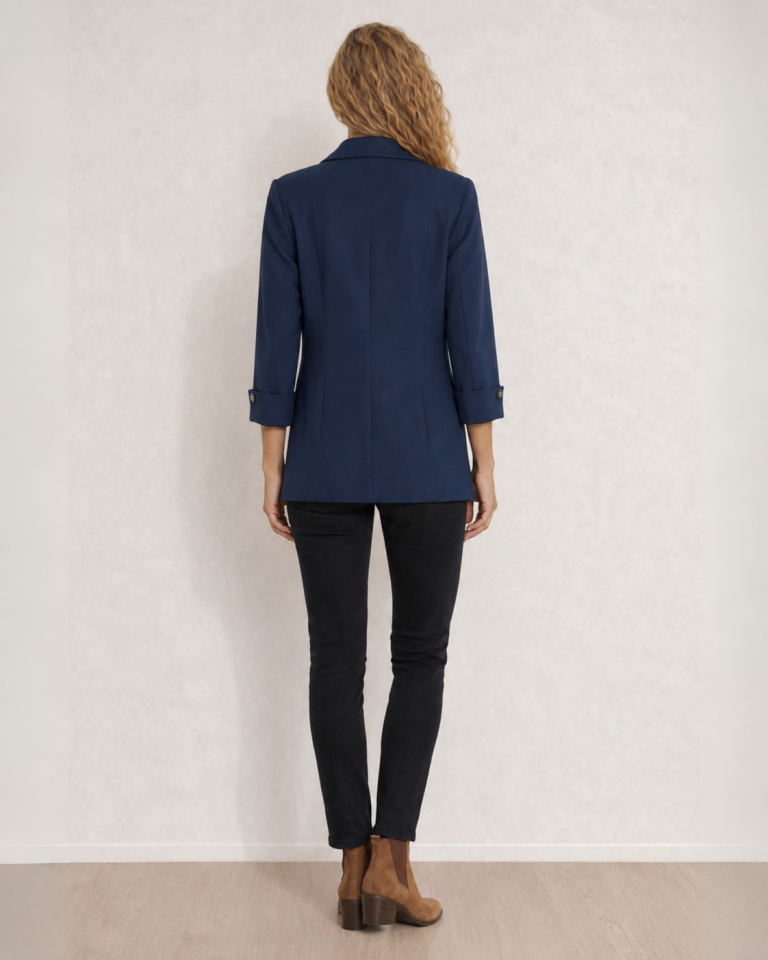 Sara Yazlık Blazer Ceket - SAKS MAVİ