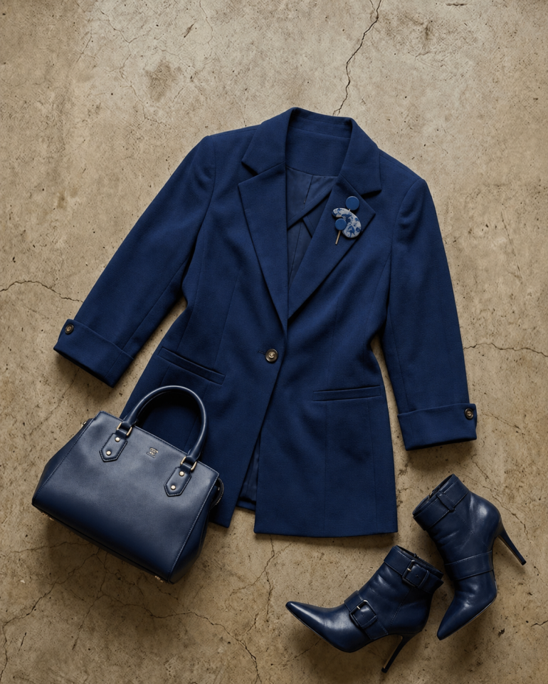 Sara Yazlık Blazer Ceket - SAKS MAVİ