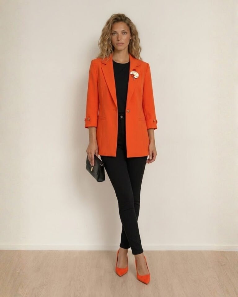 Sara Yazlık Blazer Ceket - TURUNCU