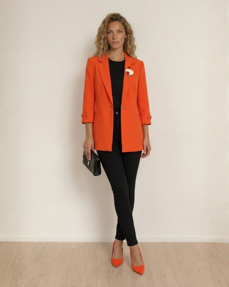 Sara Yazlık Blazer Ceket - TURUNCU