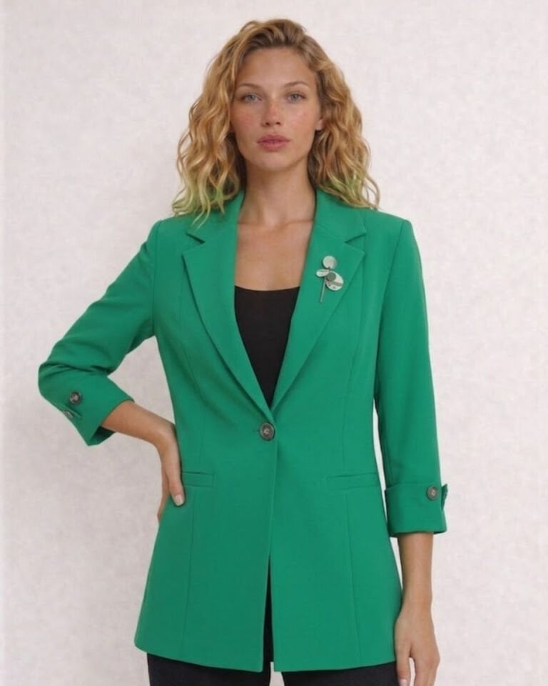 Sara Yazlık Blazer Ceket - YEŞİL