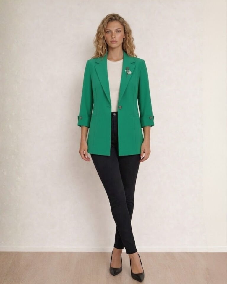 Sara Yazlık Blazer Ceket - YEŞİL