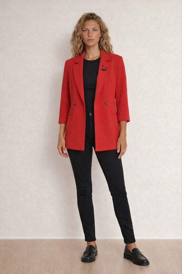 Cara Blazer Ceket - KIRMIZI