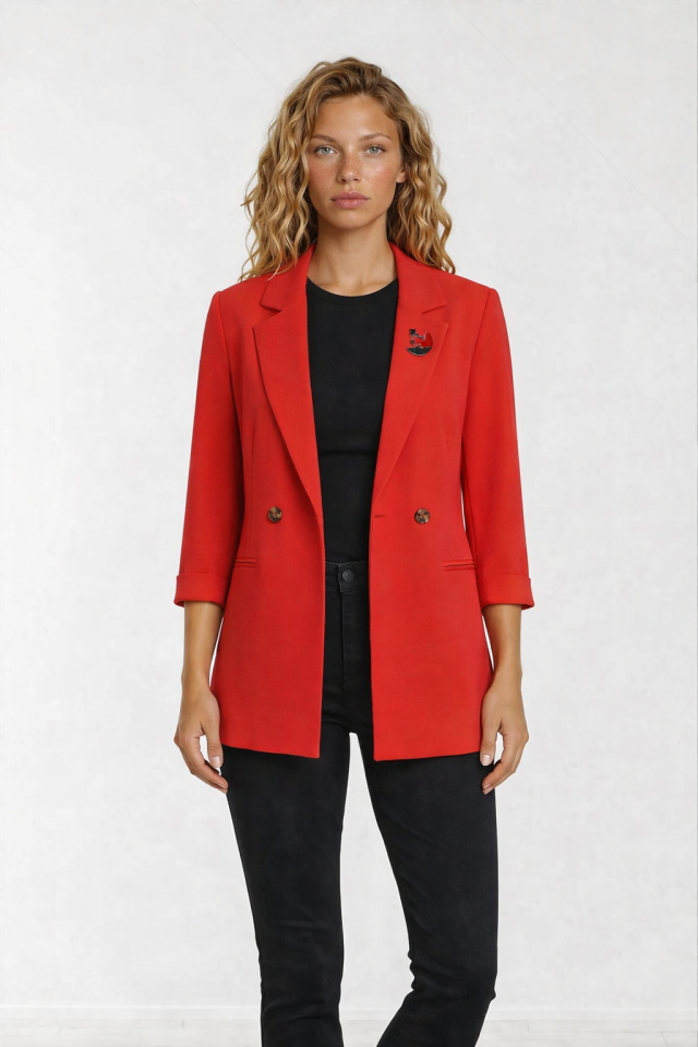 Cara Blazer Ceket - KIRMIZI