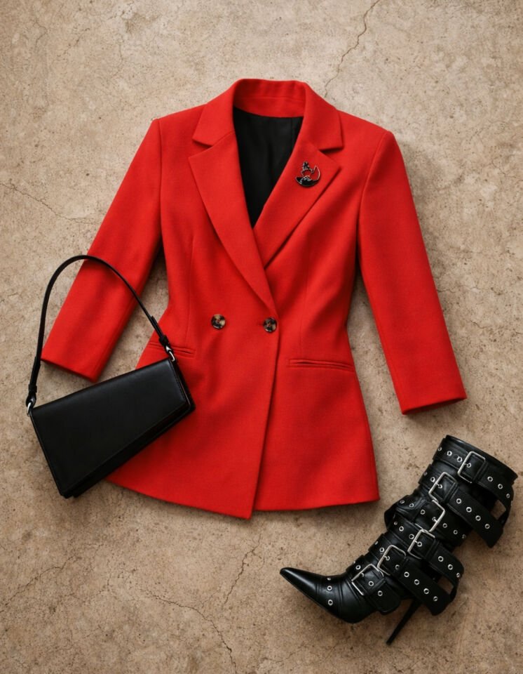 Cara Blazer Ceket - KIRMIZI