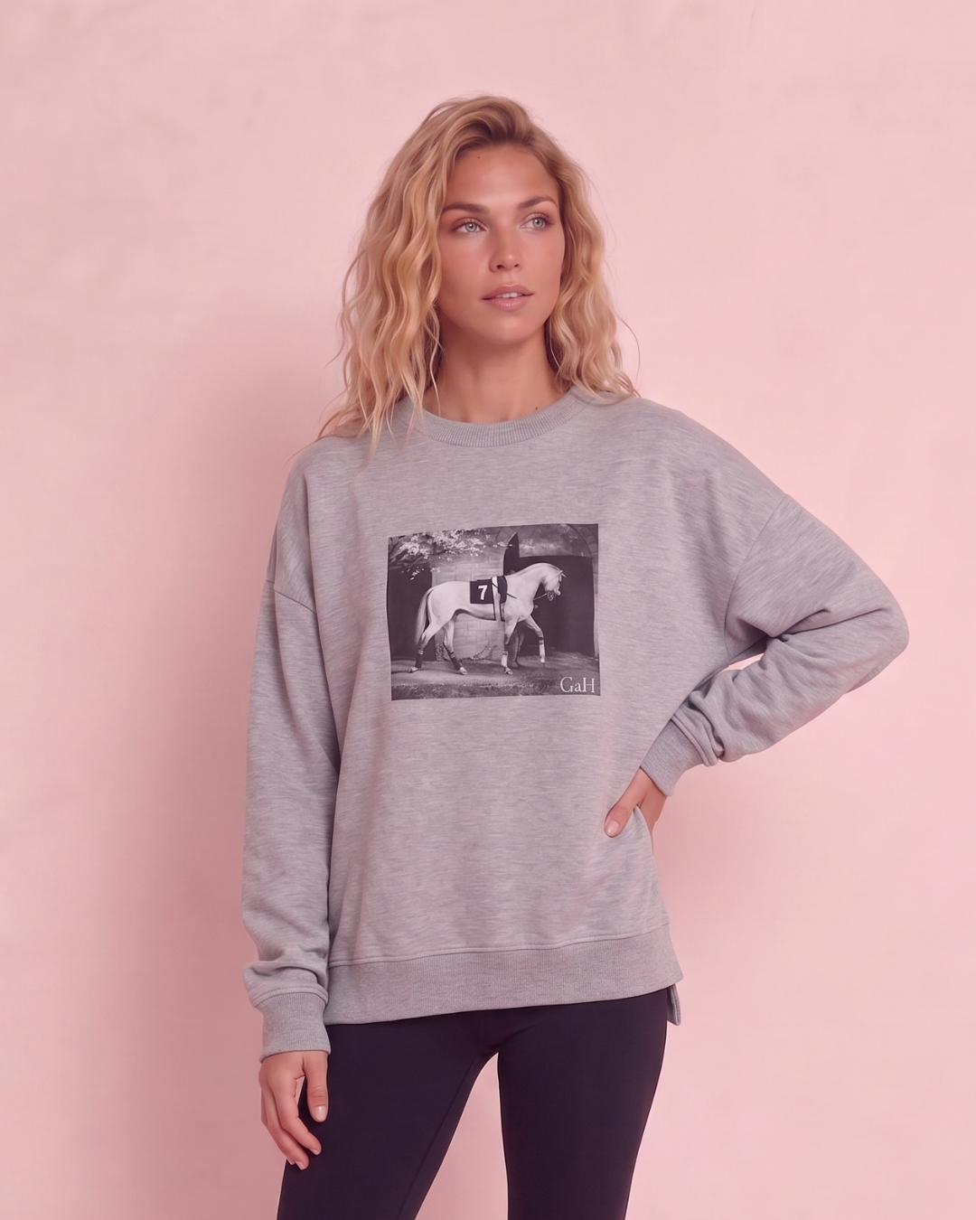 Baskılı Kadın Oversize Sweatshirt Gri