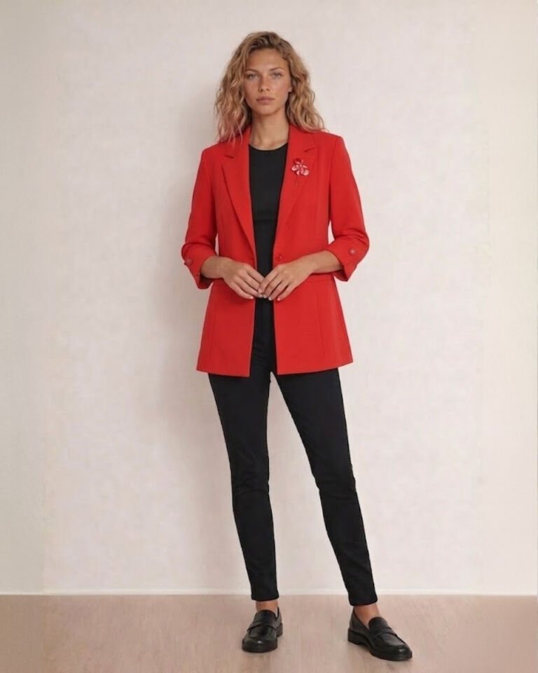 Sara Yazlık Blazer Ceket - KIRMIZI