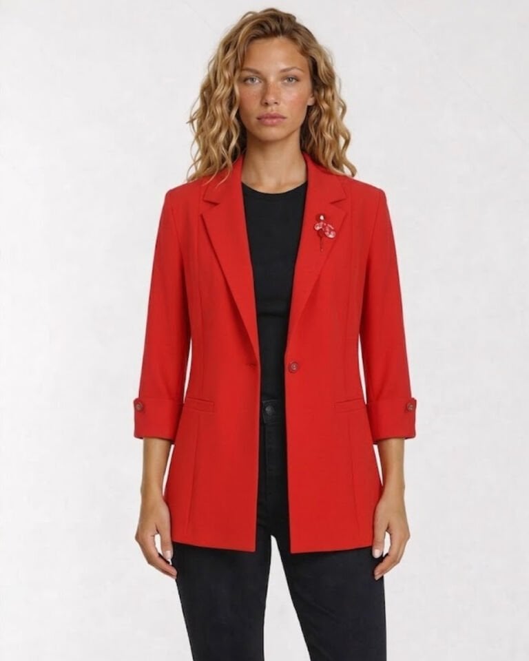 Sara Yazlık Blazer Ceket - KIRMIZI