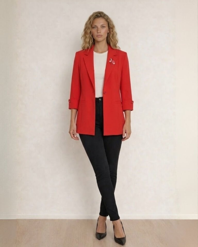 Sara Yazlık Blazer Ceket - KIRMIZI