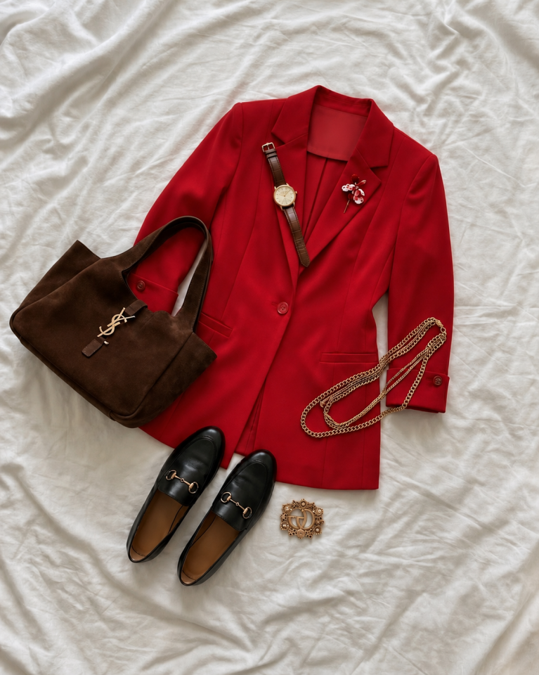 Sara Yazlık Blazer Ceket - KIRMIZI