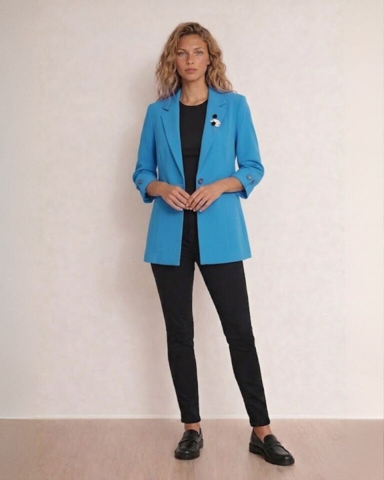 Sara Yazlık Blazer Ceket - TURKUAZ