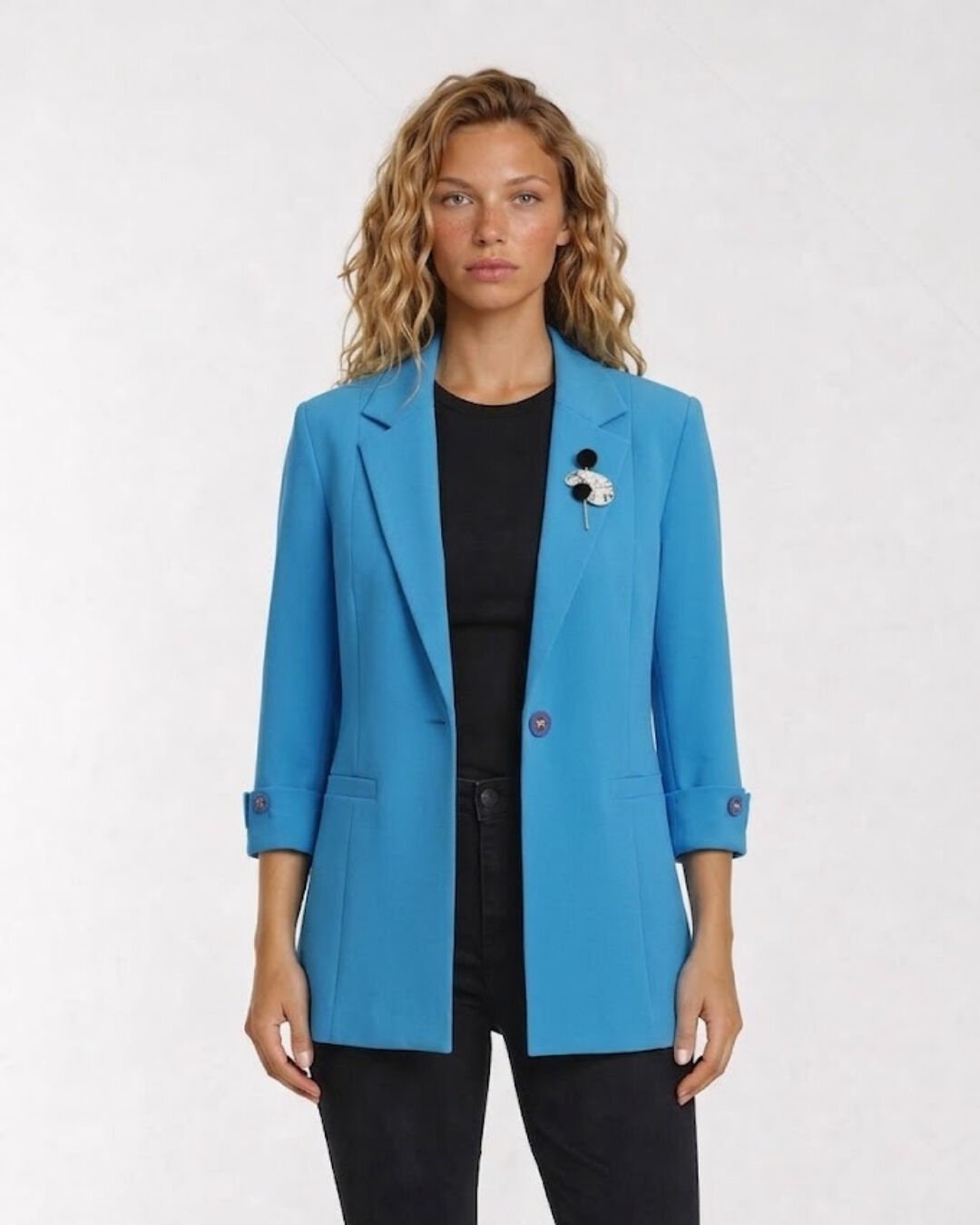 Sara Yazlık Blazer Ceket - TURKUAZ