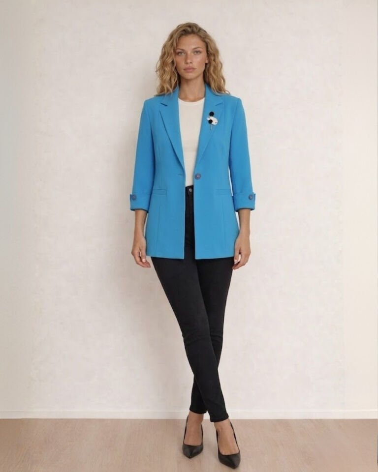Sara Yazlık Blazer Ceket - TURKUAZ