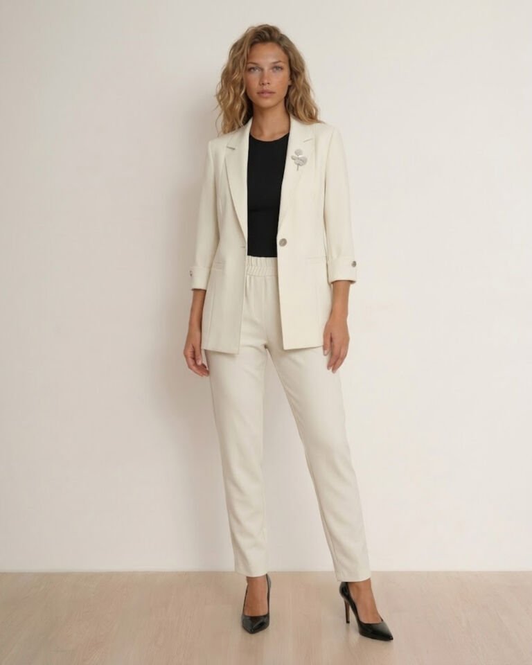 Sara Yazlık Blazer Ceket & Pantolon Takım - BEYAZ