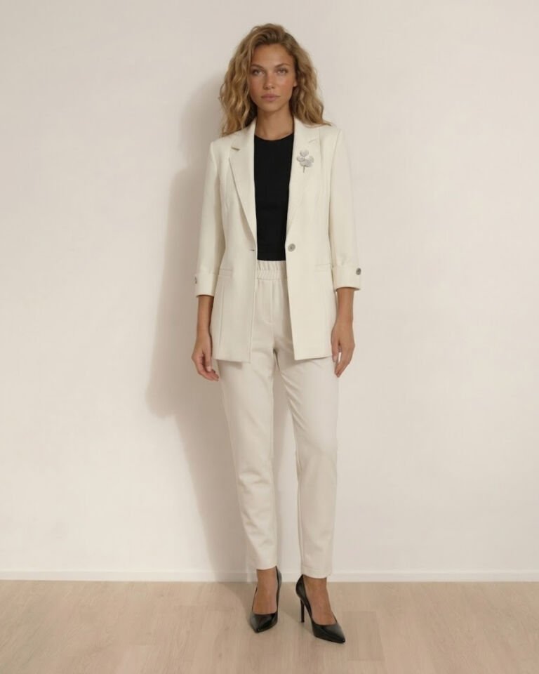 Sara Yazlık Blazer Ceket & Pantolon Takım - BEYAZ