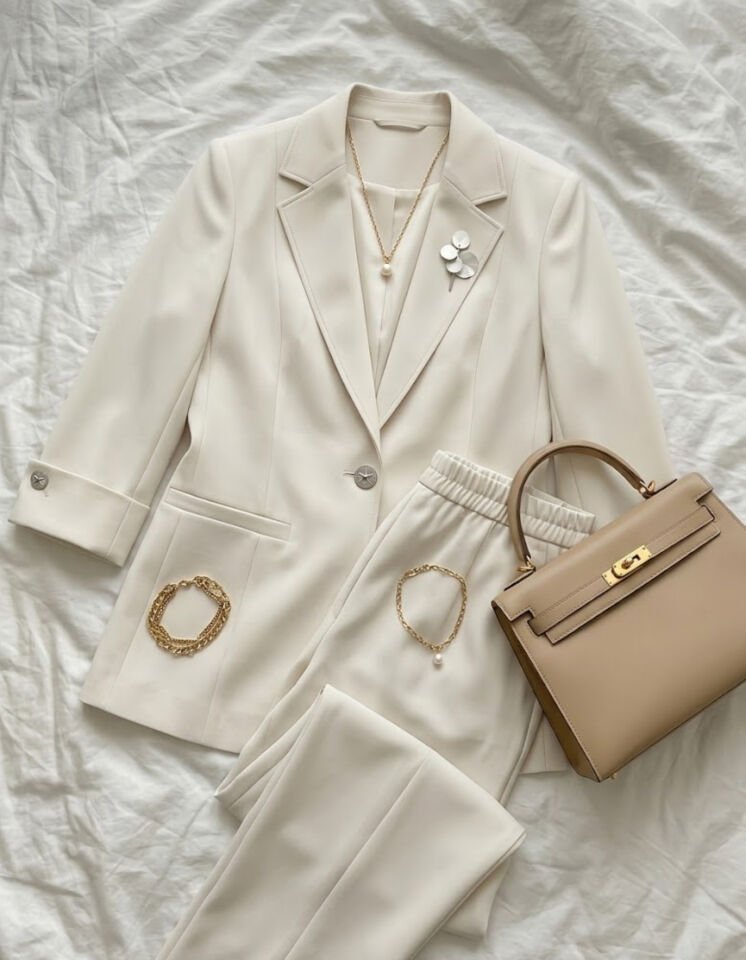 Sara Yazlık Blazer Ceket & Pantolon Takım - BEYAZ