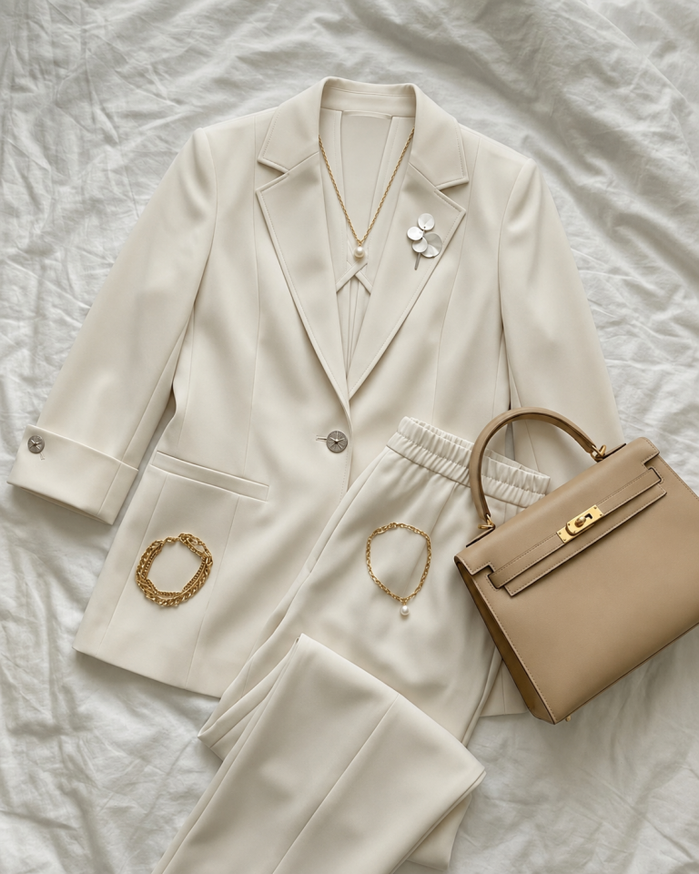 Sara Yazlık Blazer Ceket & Pantolon Takım - BEYAZ
