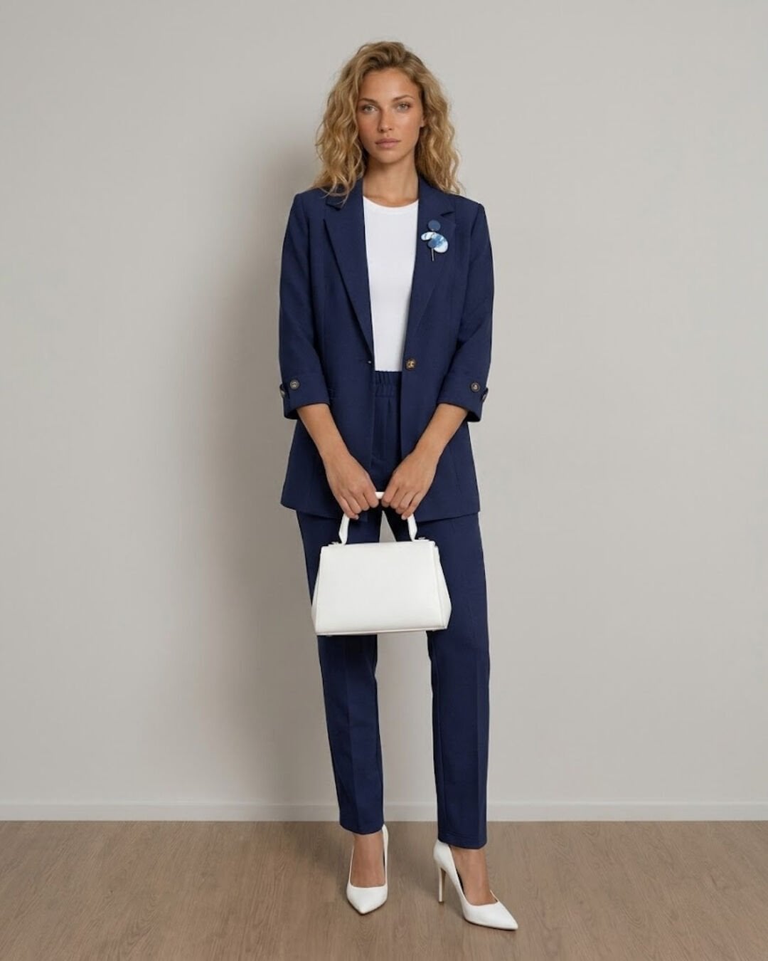Sara Yazlık Blazer Ceket & Pantolon Takım - LACİVERT