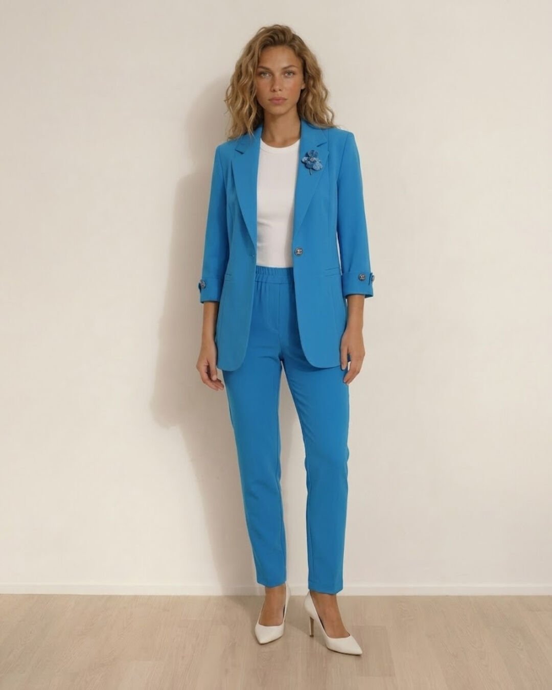 Sara Yazlık Blazer Ceket & Pantolon Takım - MAVİ