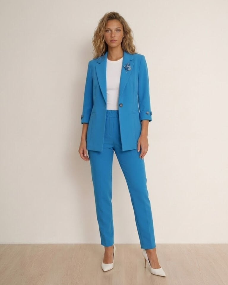 Sara Yazlık Blazer Ceket & Pantolon Takım - MAVİ