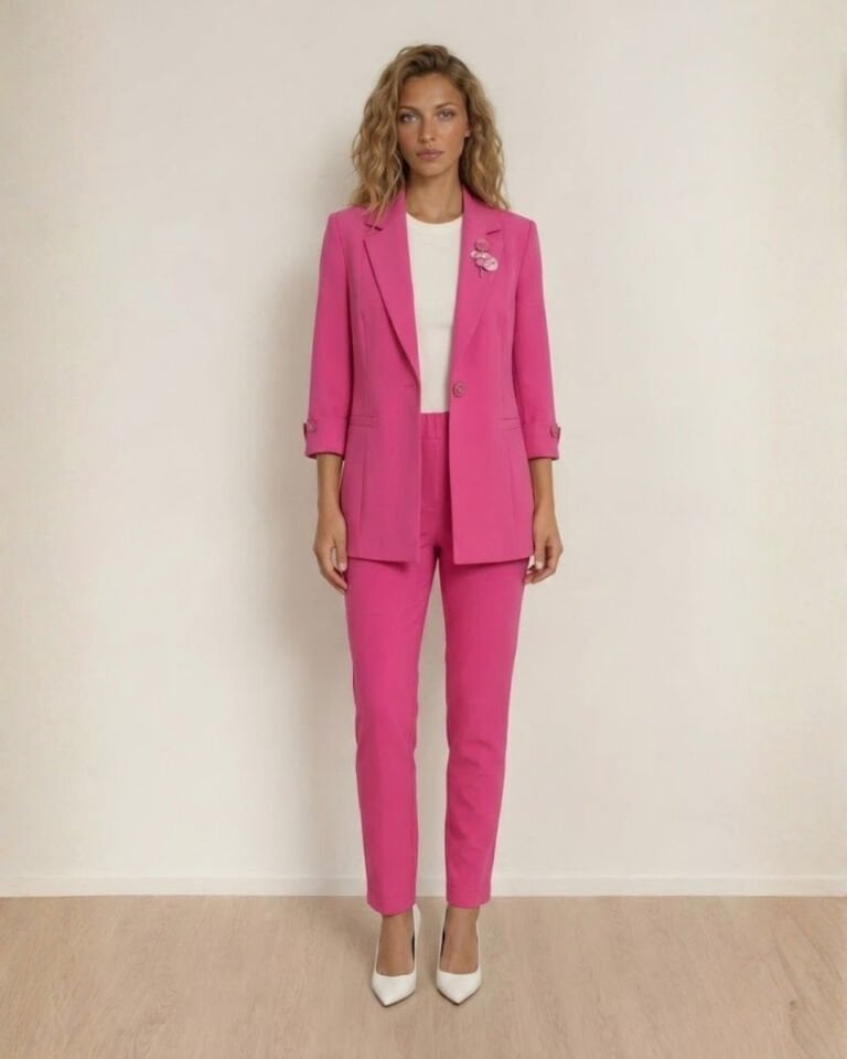 Sara Yazlık Blazer Ceket & Pantolon Takım - PEMBE